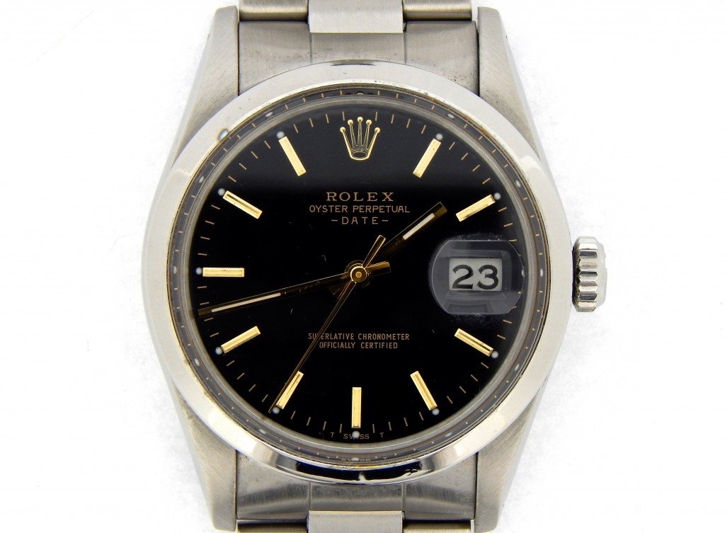 Rolex Stainless Steel With Black Dial 15000